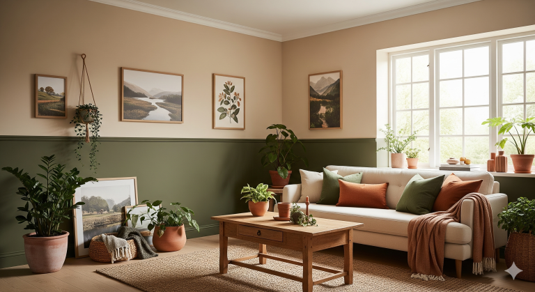 Beige and Olive Green for Earthy Charm wall color
